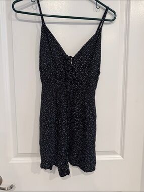 Aeropostale Black Floral Tie-Front Cami Romper